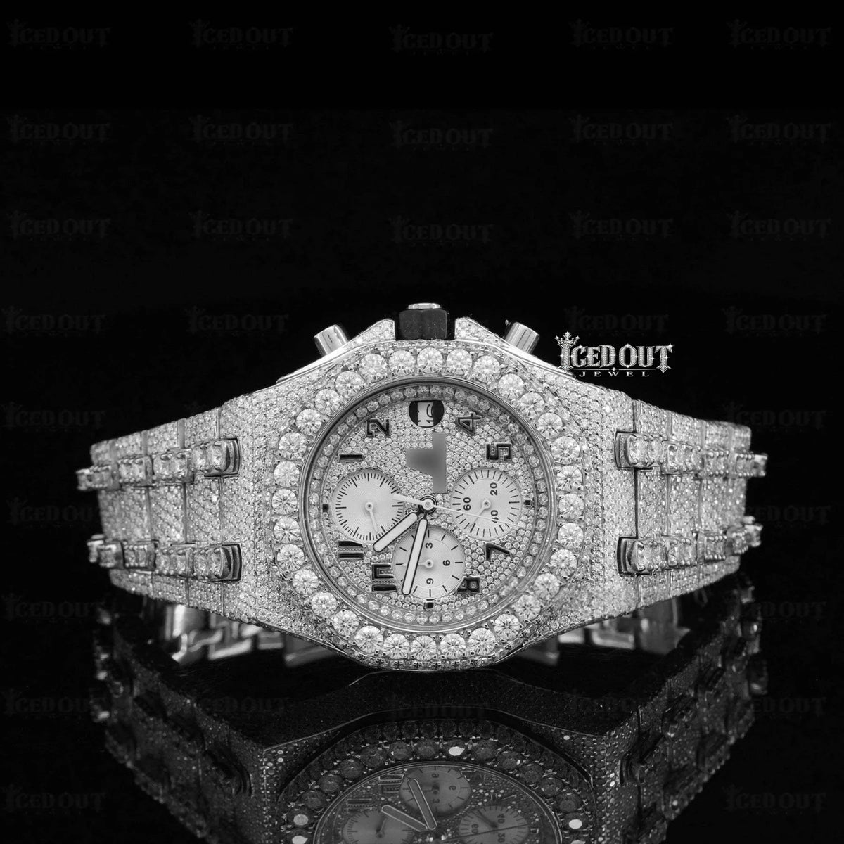 41mm AP Chronograph Rose Gold Moissanite Timepiece