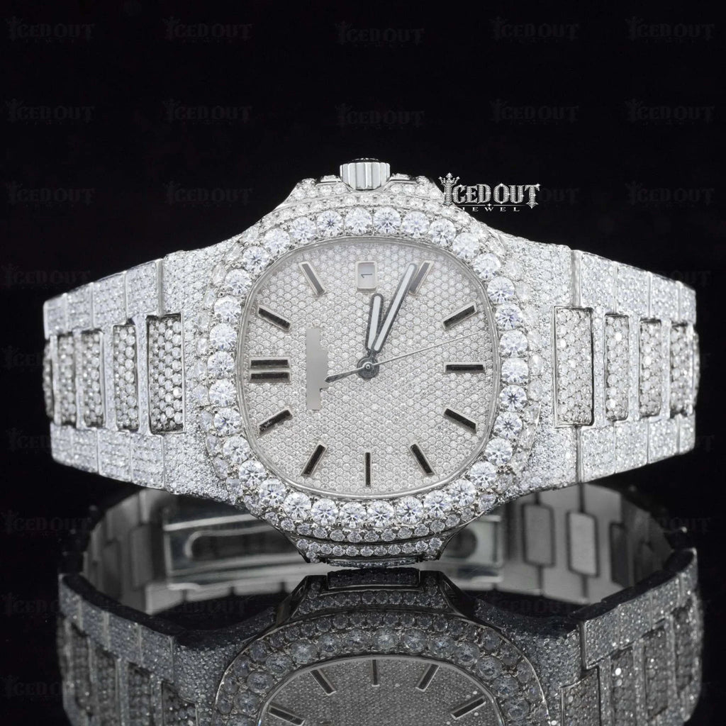Stick Dial Patek Phillipe Icedout Moissanite Watch