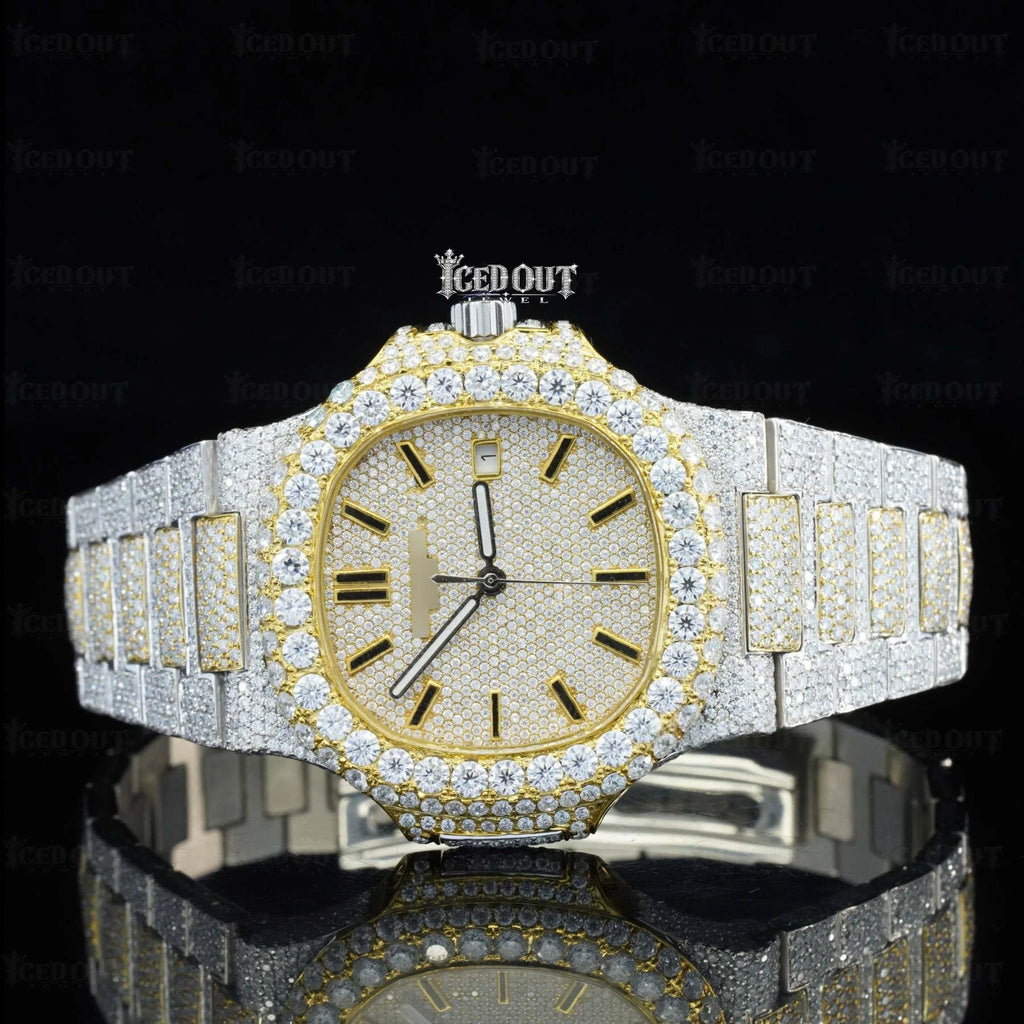 Stick Dial Patek Phillipe Icedout Moissanite Watch