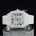 Cartier Moissanite Wrist Watch Roman Numerals