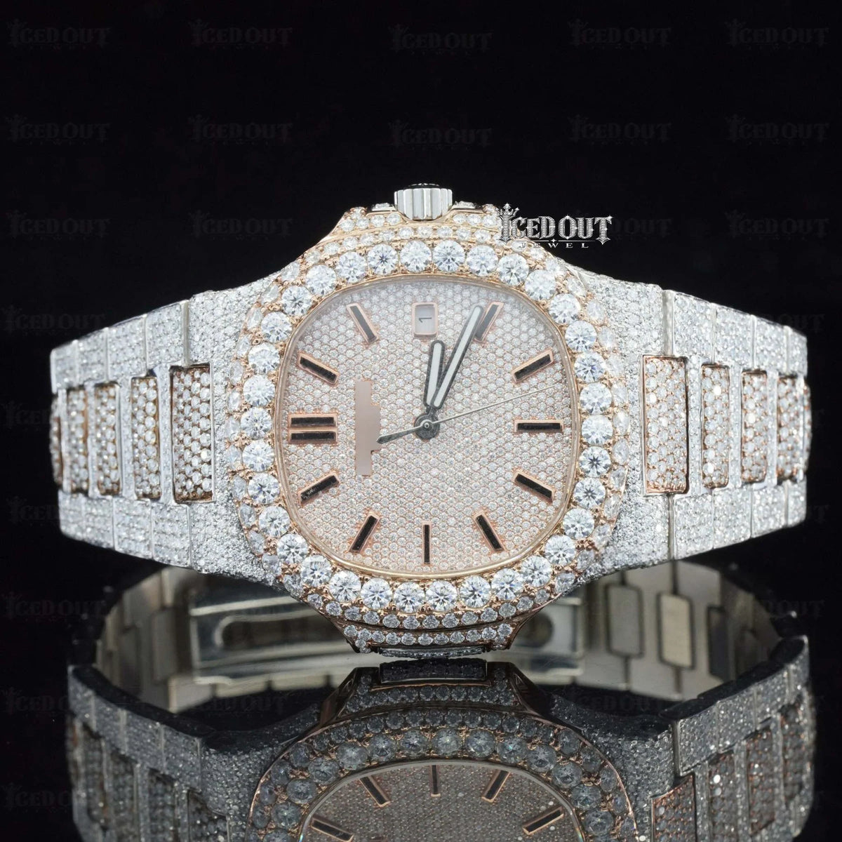 Stick Dial Patek Phillipe Icedout Moissanite Watch