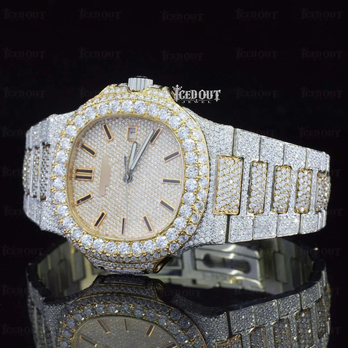 Stick Dial Patek Phillipe Icedout Moissanite Watch