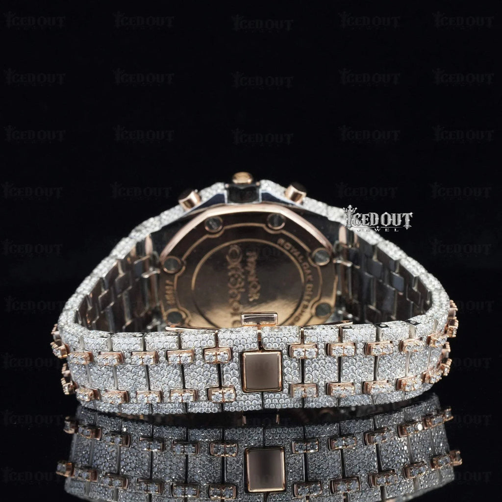 41mm AP Chronograph Rose Gold Moissanite Timepiece