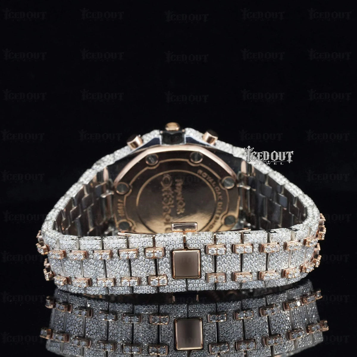 41mm AP Chronograph Rose Gold Moissanite Timepiece