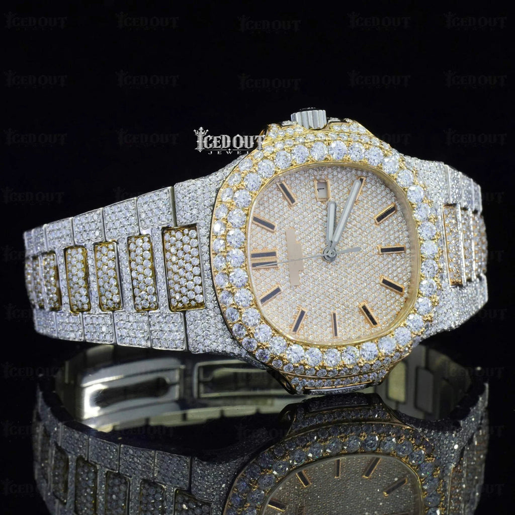 Stick Dial Patek Phillipe Icedout Moissanite Watch