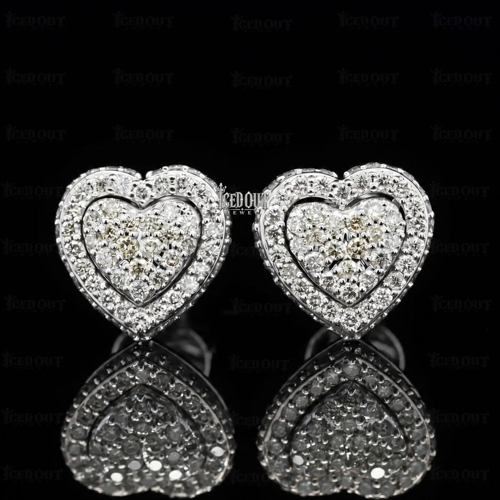 front view of moissanite heart earrings​