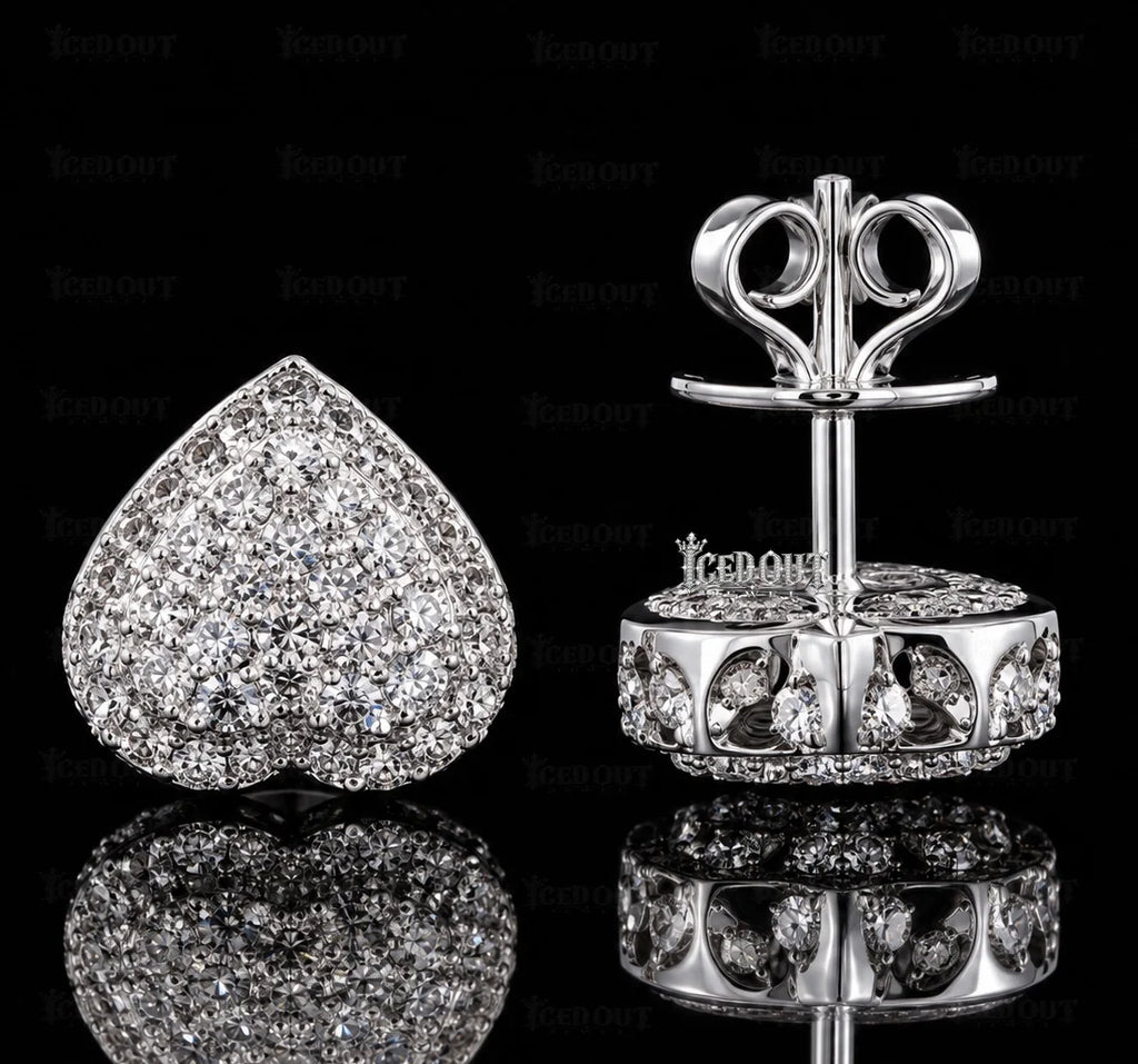 Front and side view of heart earrings 