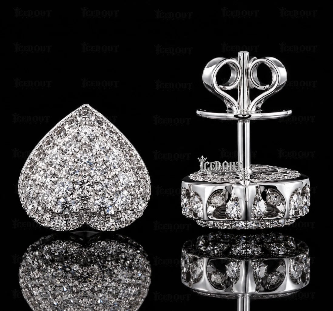 Front and side view of heart earrings 