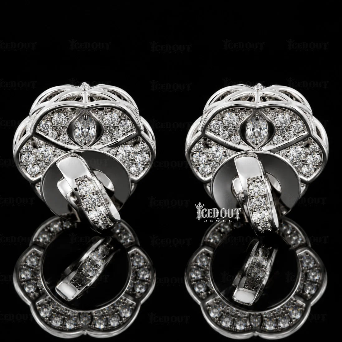 back view of sterling silver moissanite earrings
