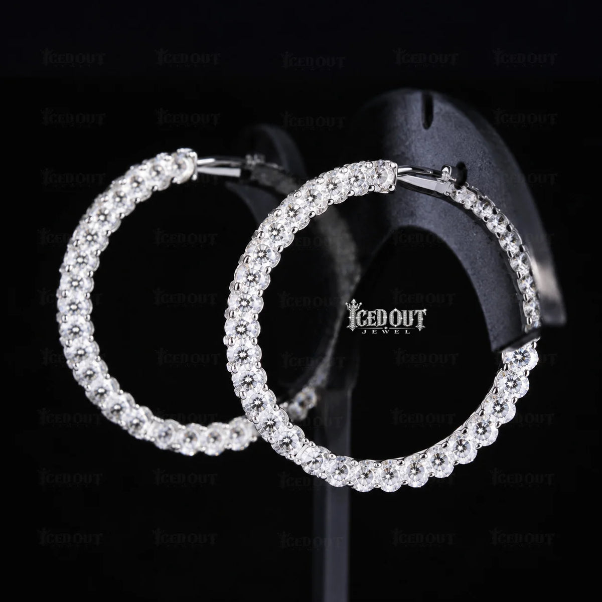 side view of moissanite earrings