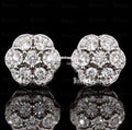 front view of moissanite halo earrings