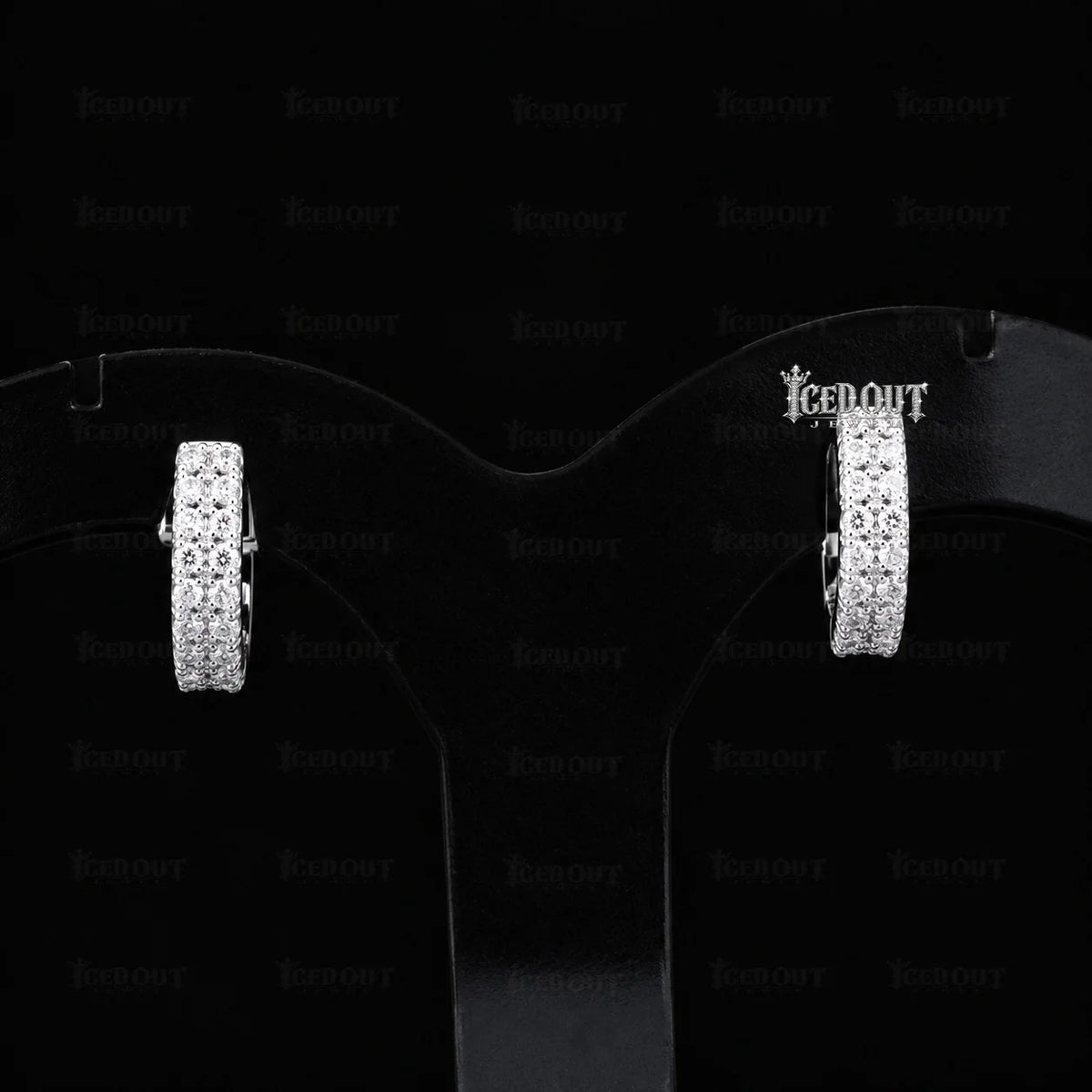 front view of moissanite earrings
