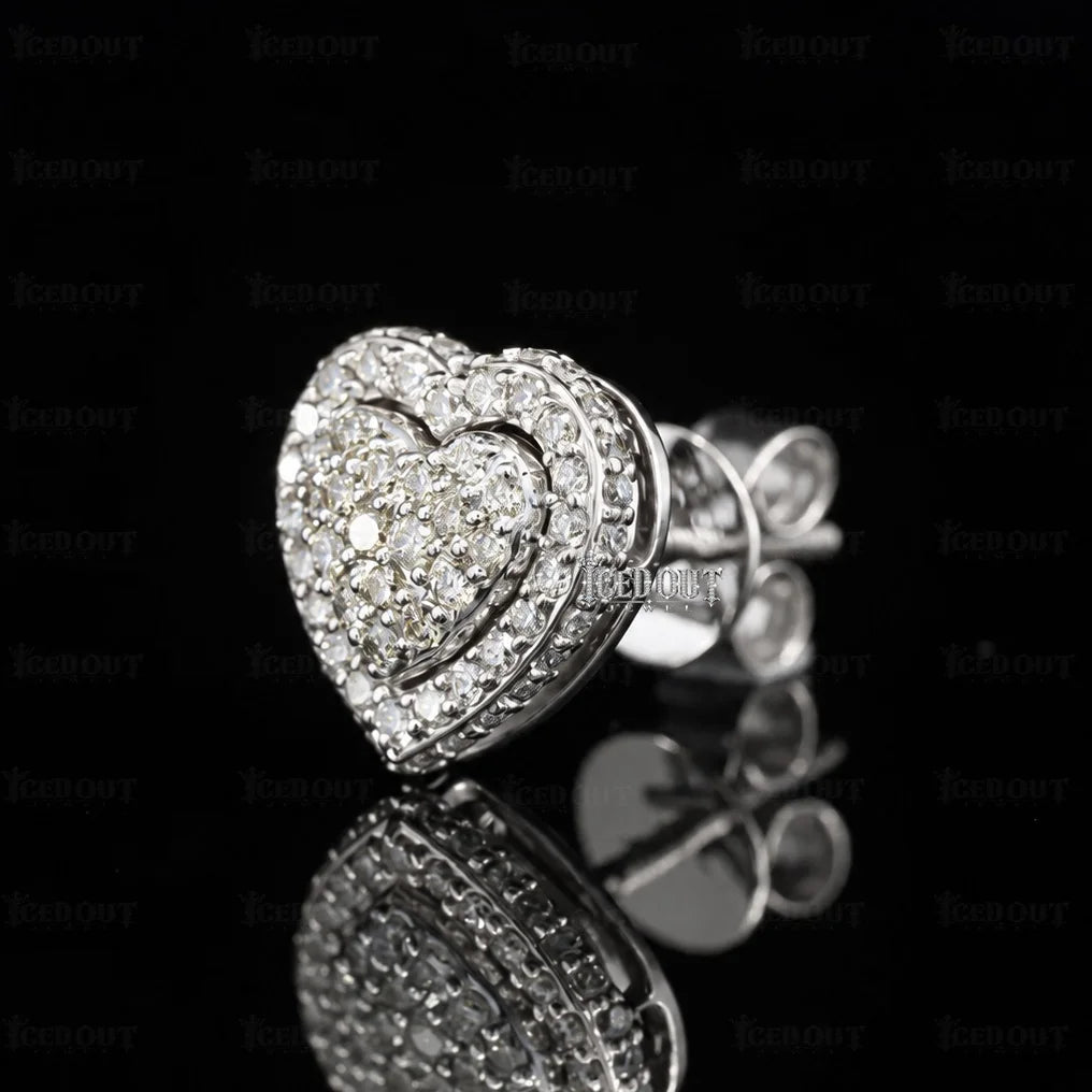 side view of moissanite stud earrings in silver