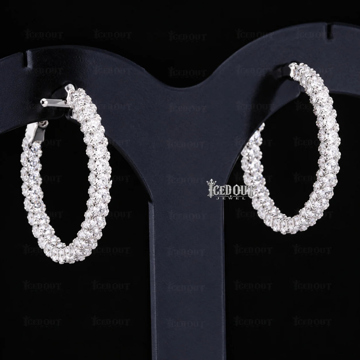 side of view moissanite earrings