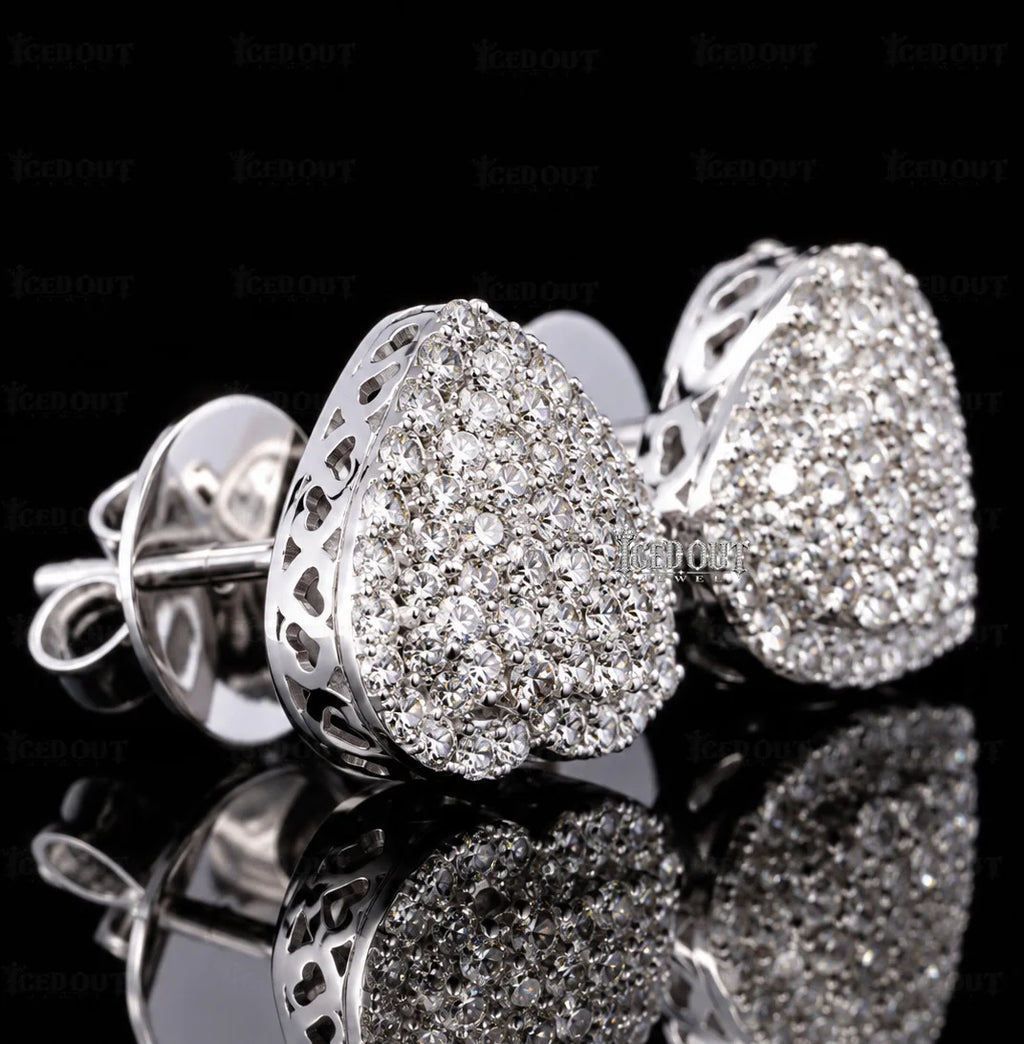 side view of silver moissanite earrings
