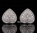 front view of silver moissanite earrings
