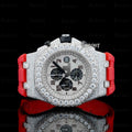 Red AP Chronograph Rubber Strap Moissanite Bust Down Watch