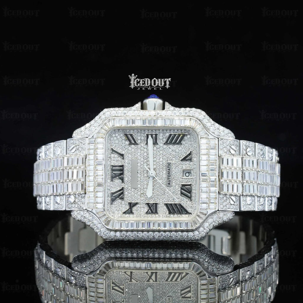 Roman Dial Baguette Diamond Cartier Watch