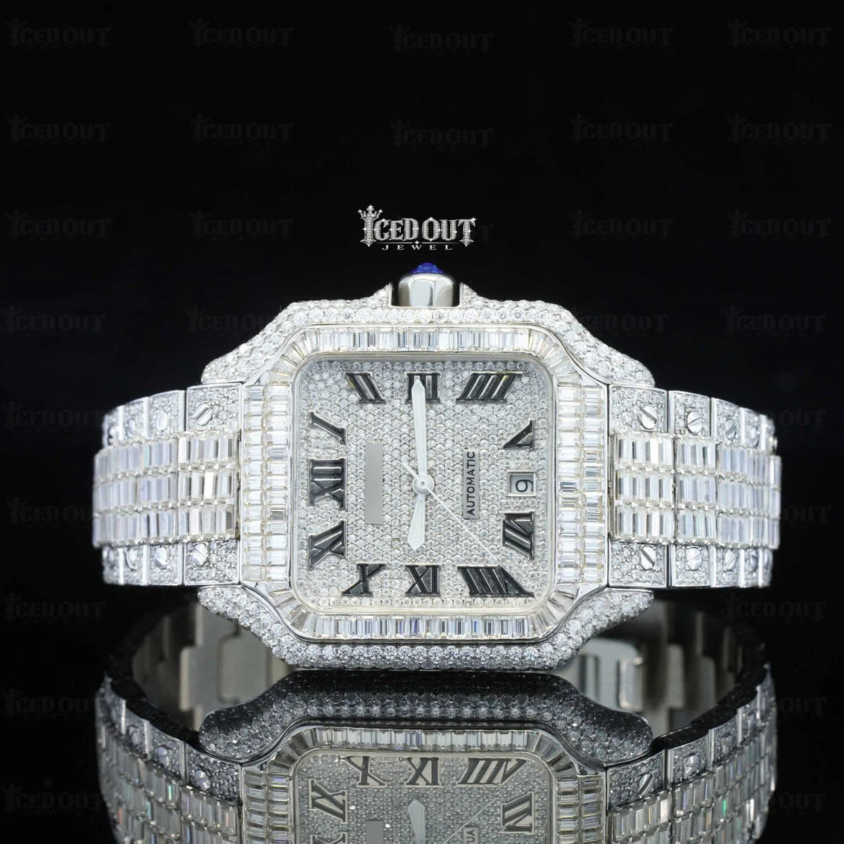 Roman Dial Baguette Diamond Cartier Watch