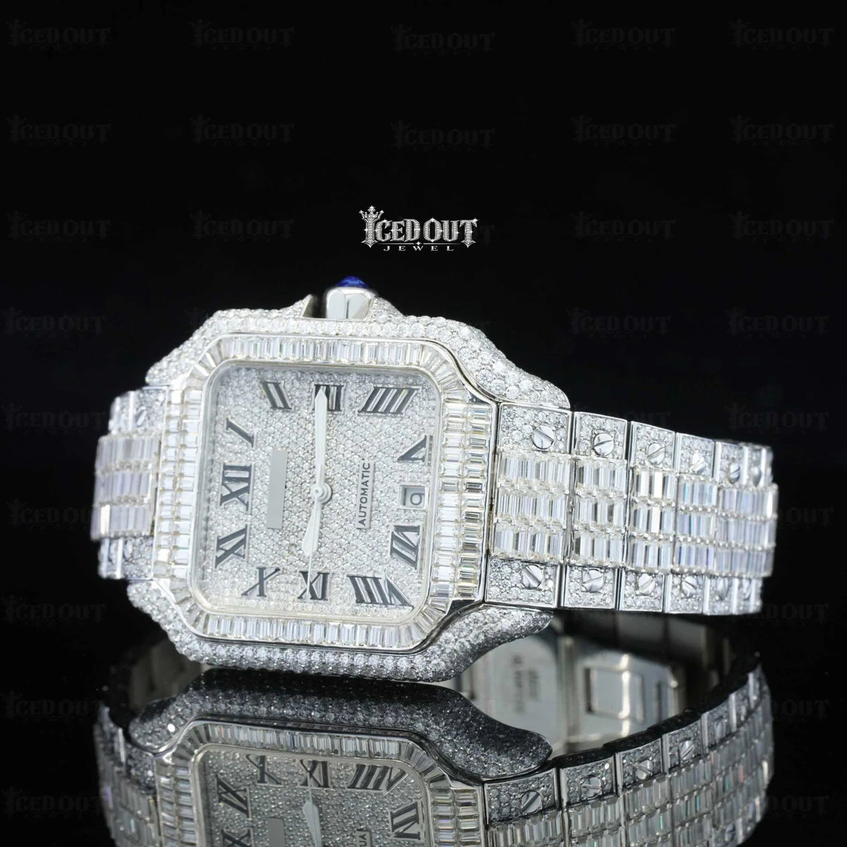 Roman Dial Baguette Diamond Cartier Watch