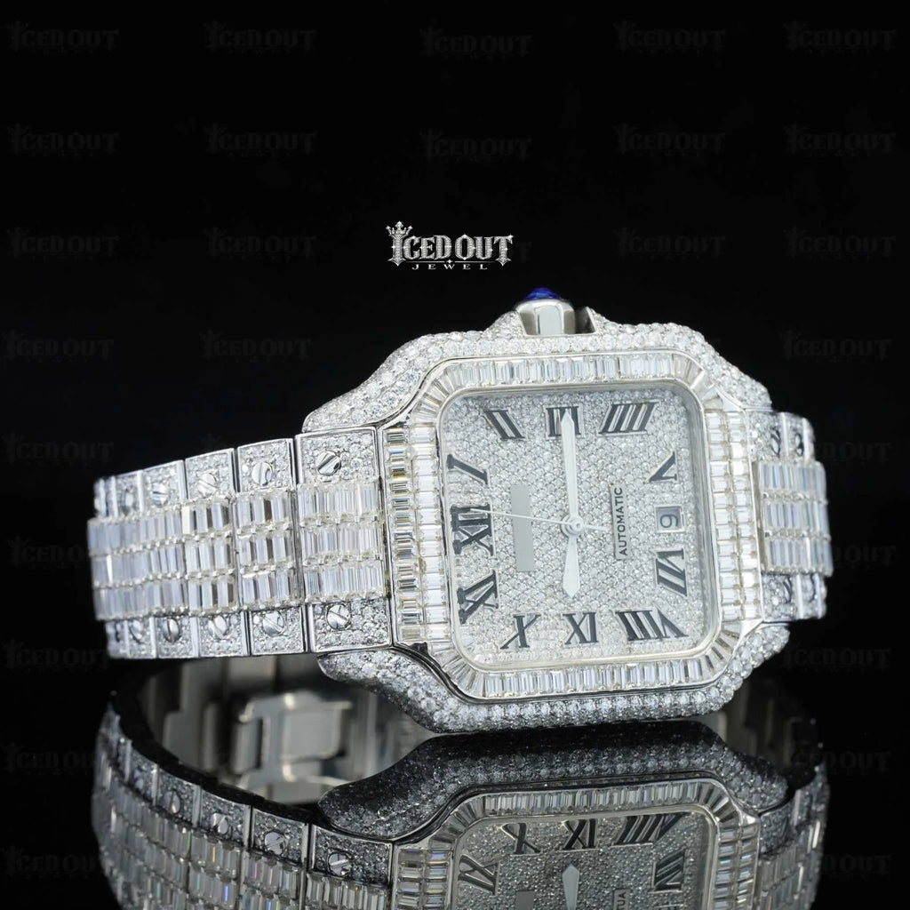 Roman Dial Baguette Diamond Cartier Watch