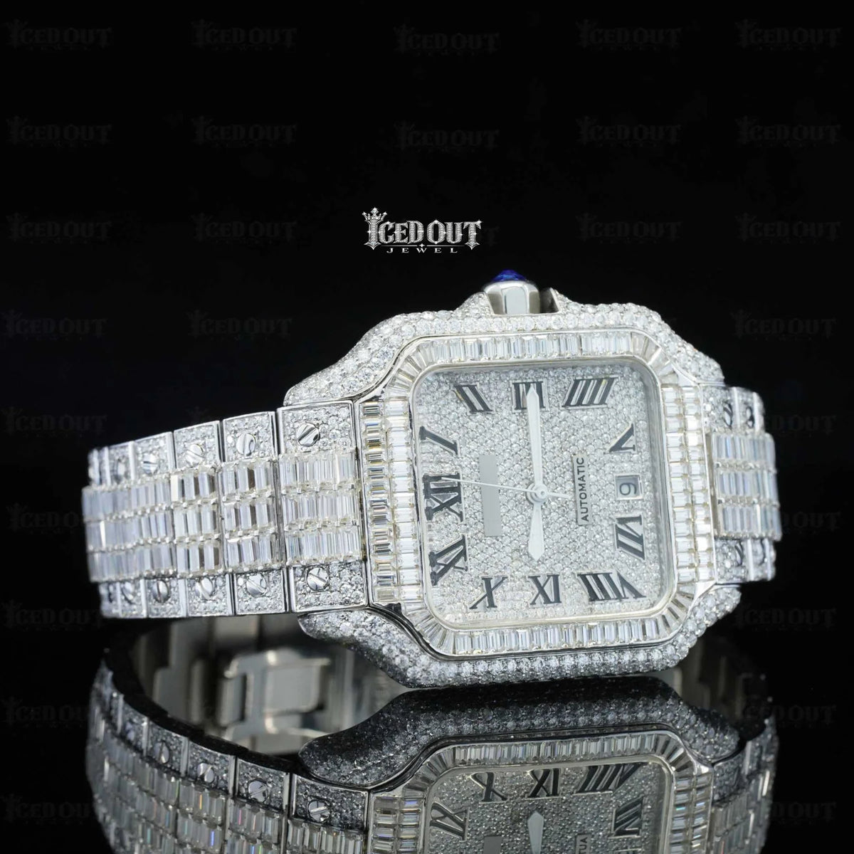 Roman Dial Baguette Diamond Cartier Watch