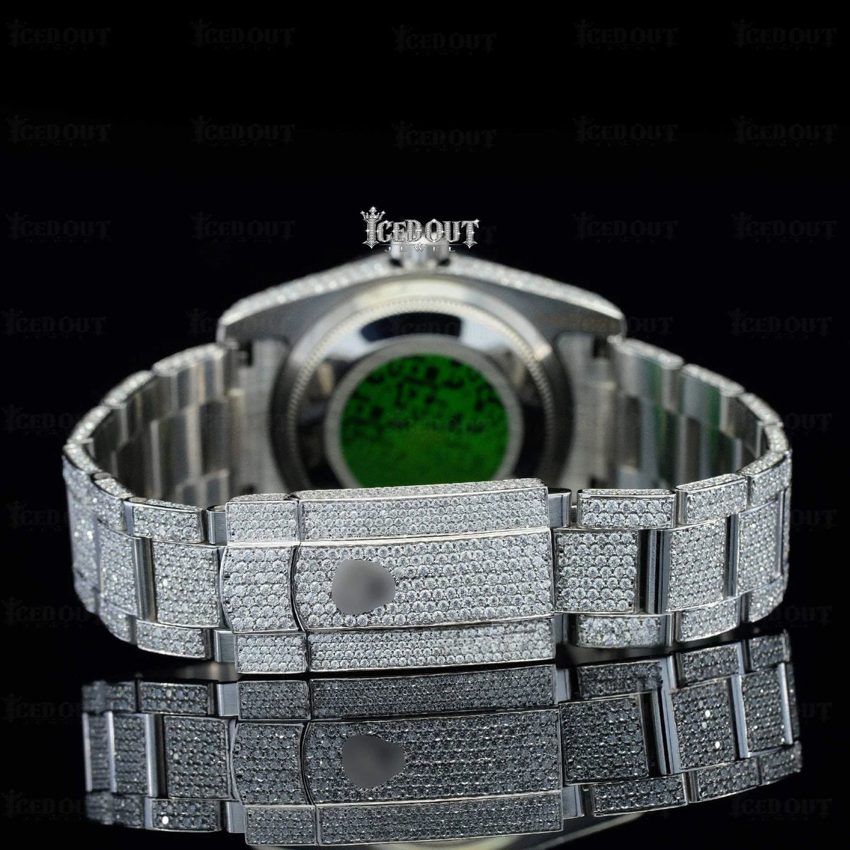 Icedout Moissanite Rolex Red Arabic Dial for Unisex
