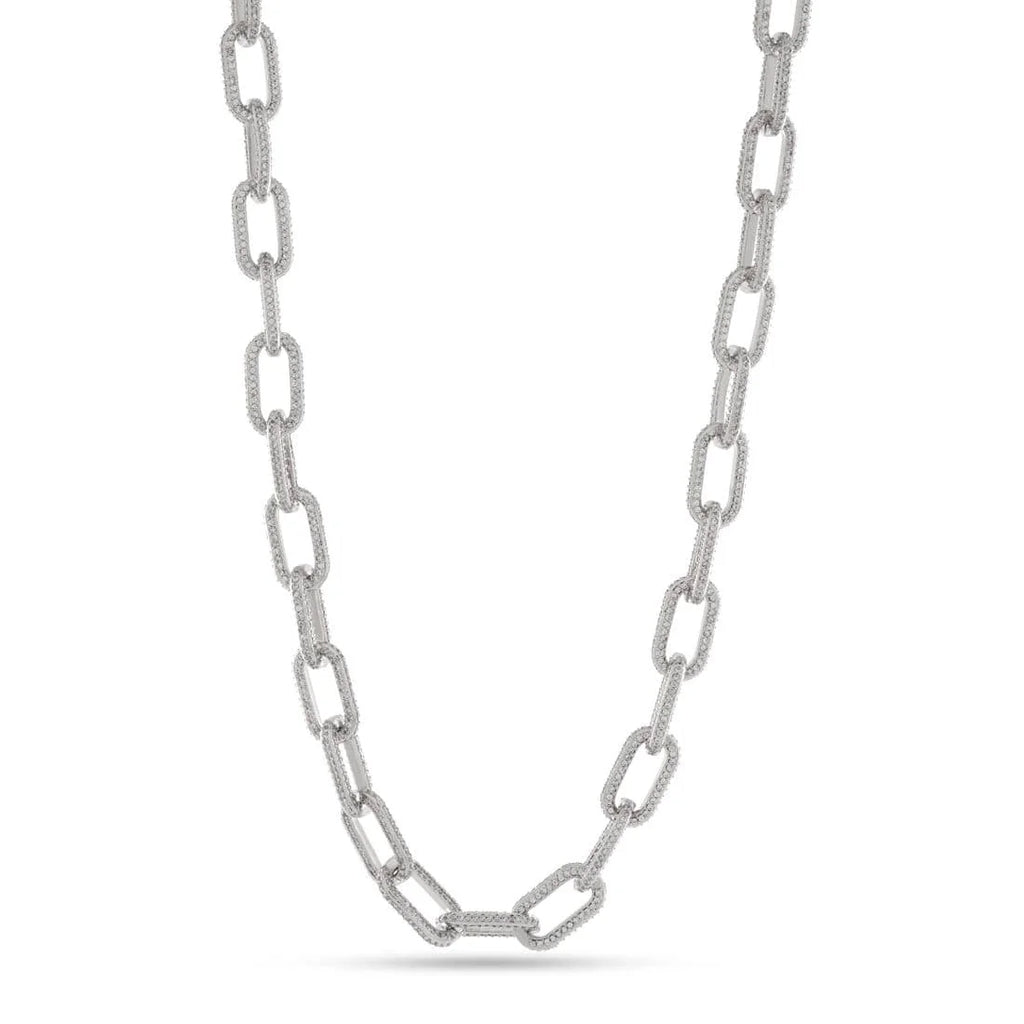front view of 5 Mm Moissanite Cable Link Chain in 925 Silver