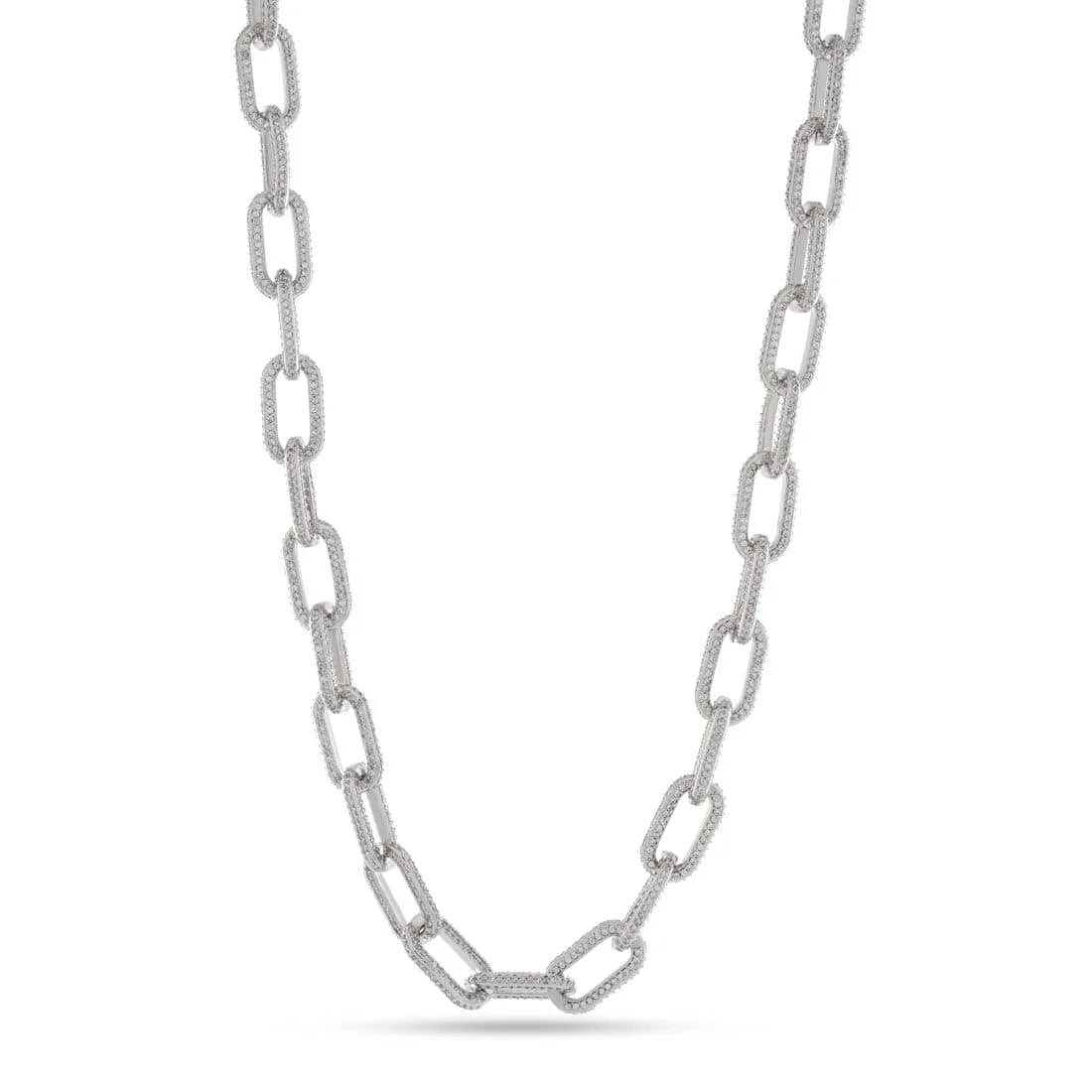 front view of 5 Mm Moissanite Cable Link Chain in 925 Silver
