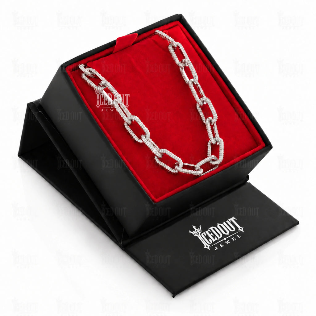 moissanite cable link chain ith box