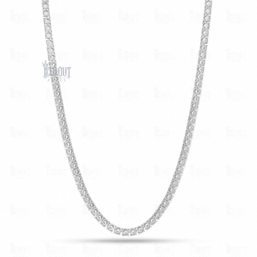 full view of moissanite tennis chain men's