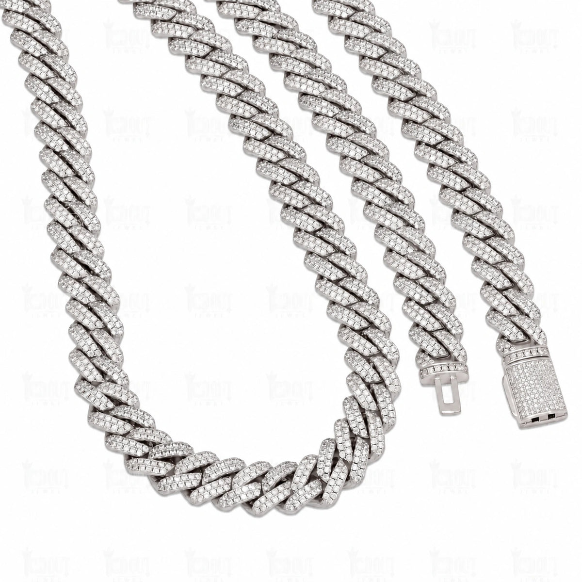 full view of cuban link chain moissanite