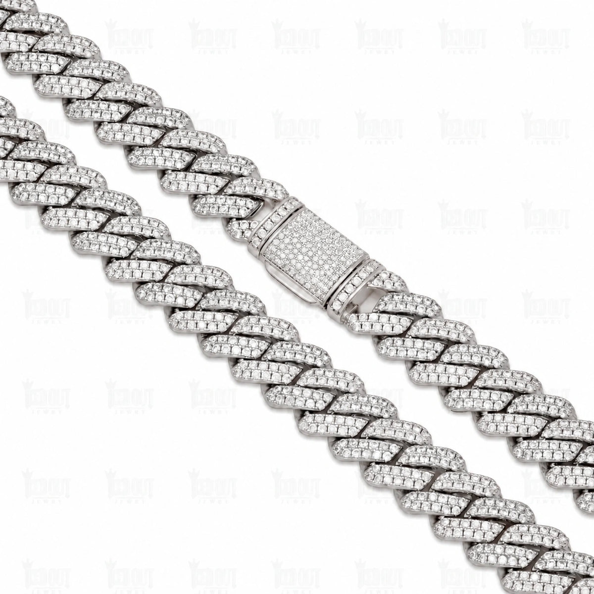 lock view of moissanite cuban link chain 925