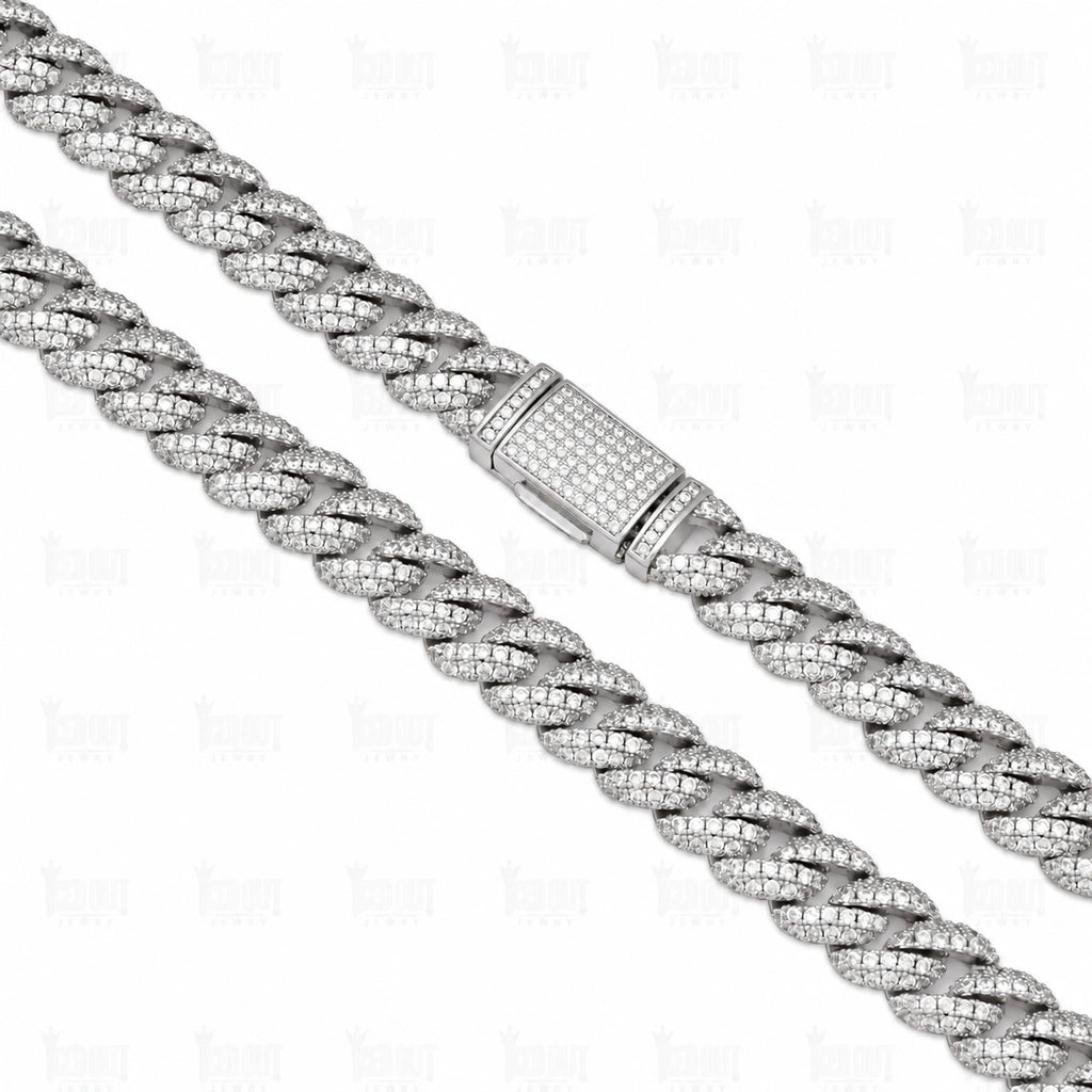 10 MM Miami Cuban Link Moissanite Chain in Sterling Silver