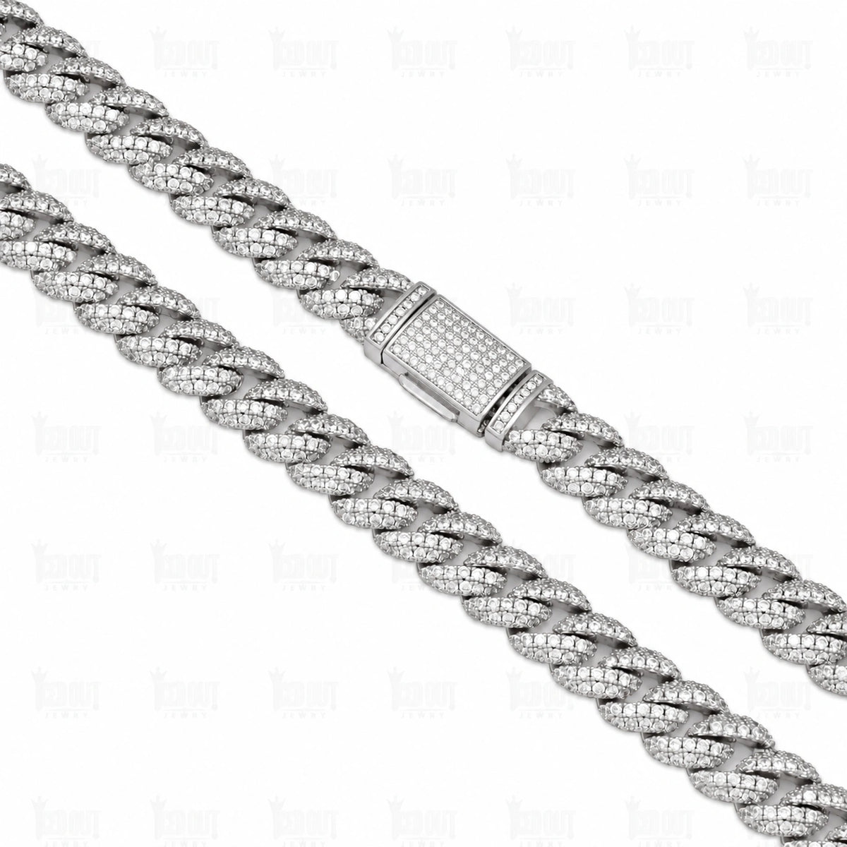 10 MM Miami Cuban Link Moissanite Chain in Sterling Silver