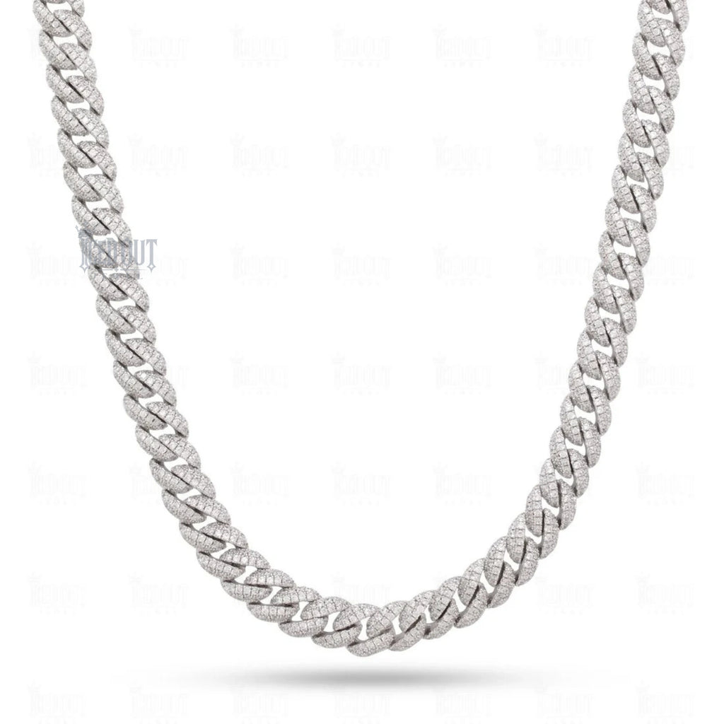 front view of moissanite cuban link chain