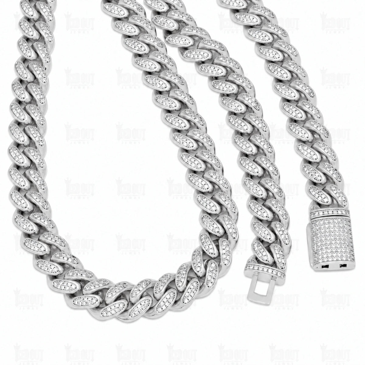 model view of moissanite cuban link chains