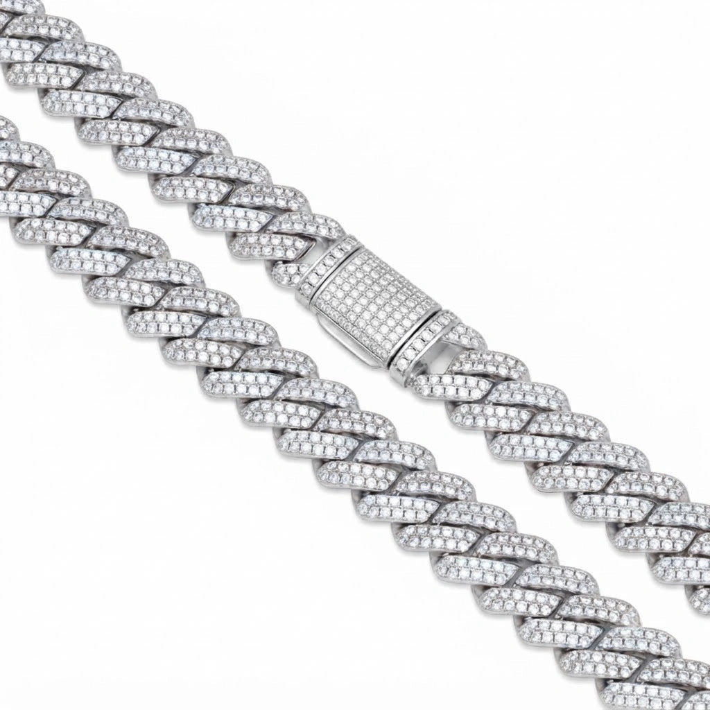 lock view of moissanite cuban chain