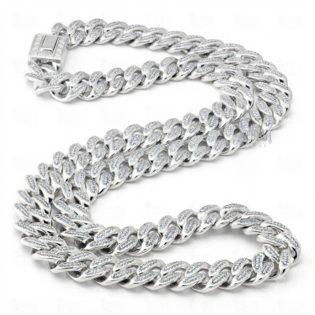 full view of moissanite cuban chains​