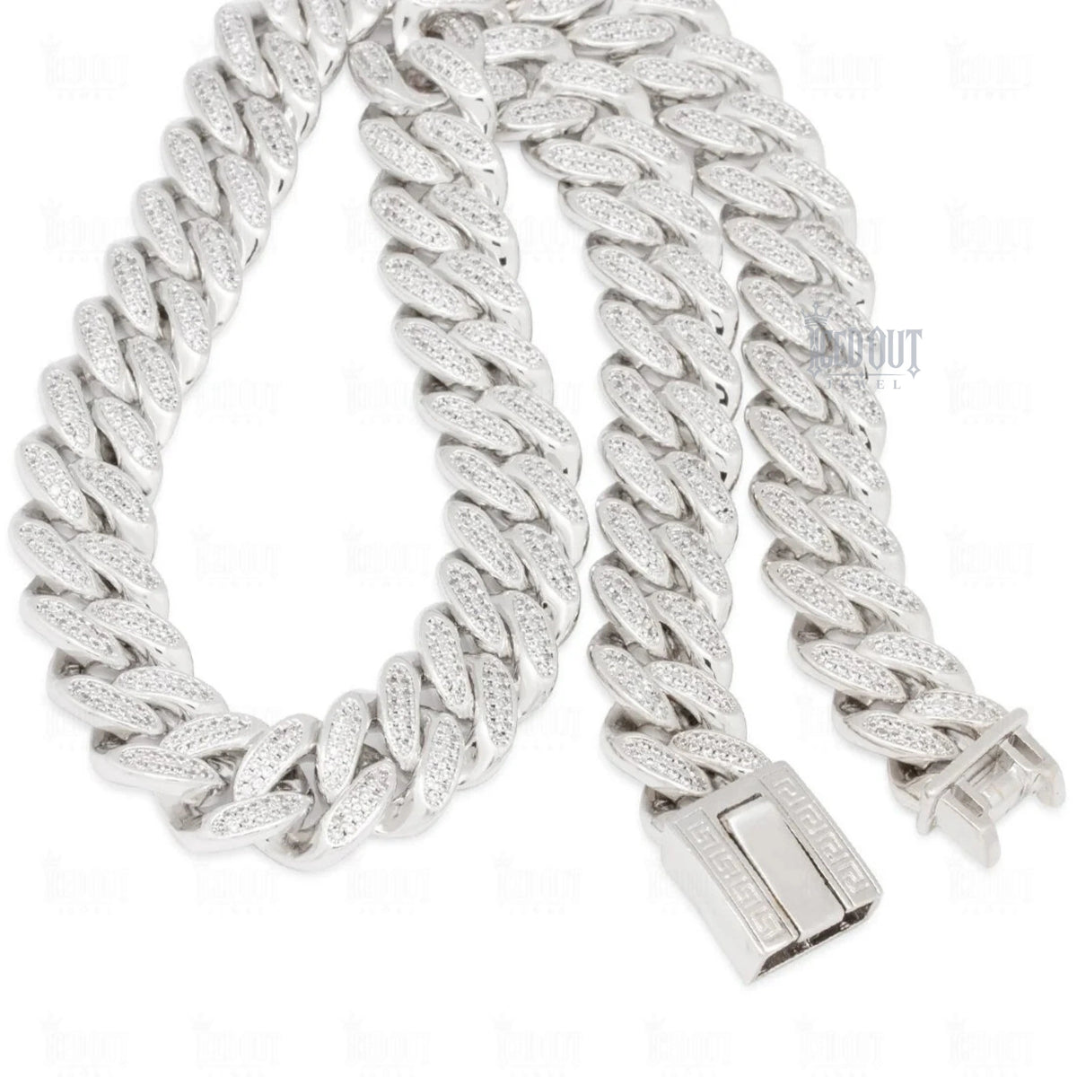 lock view of moissanite cuban link chain 925