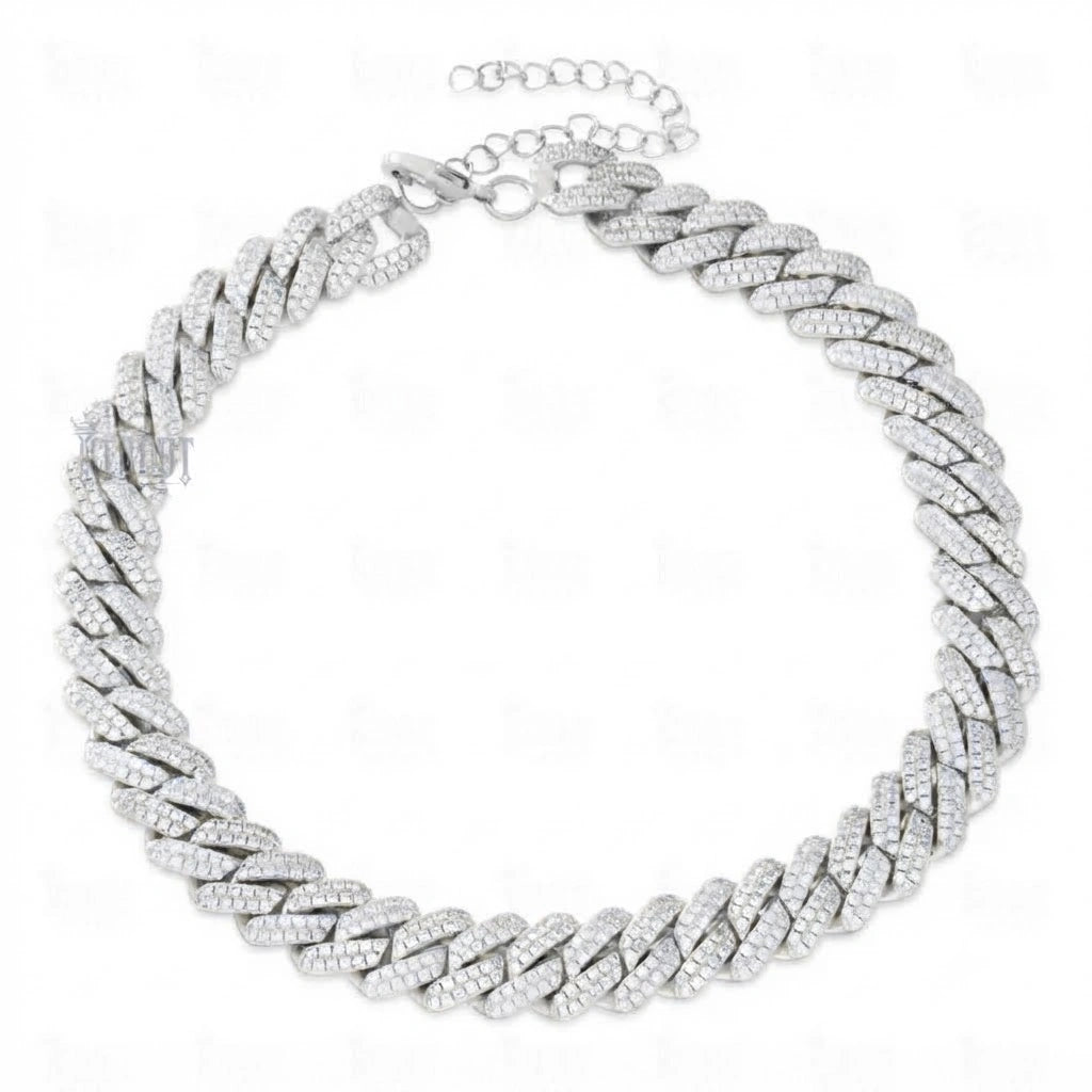 front view of moissanite cuban link chain