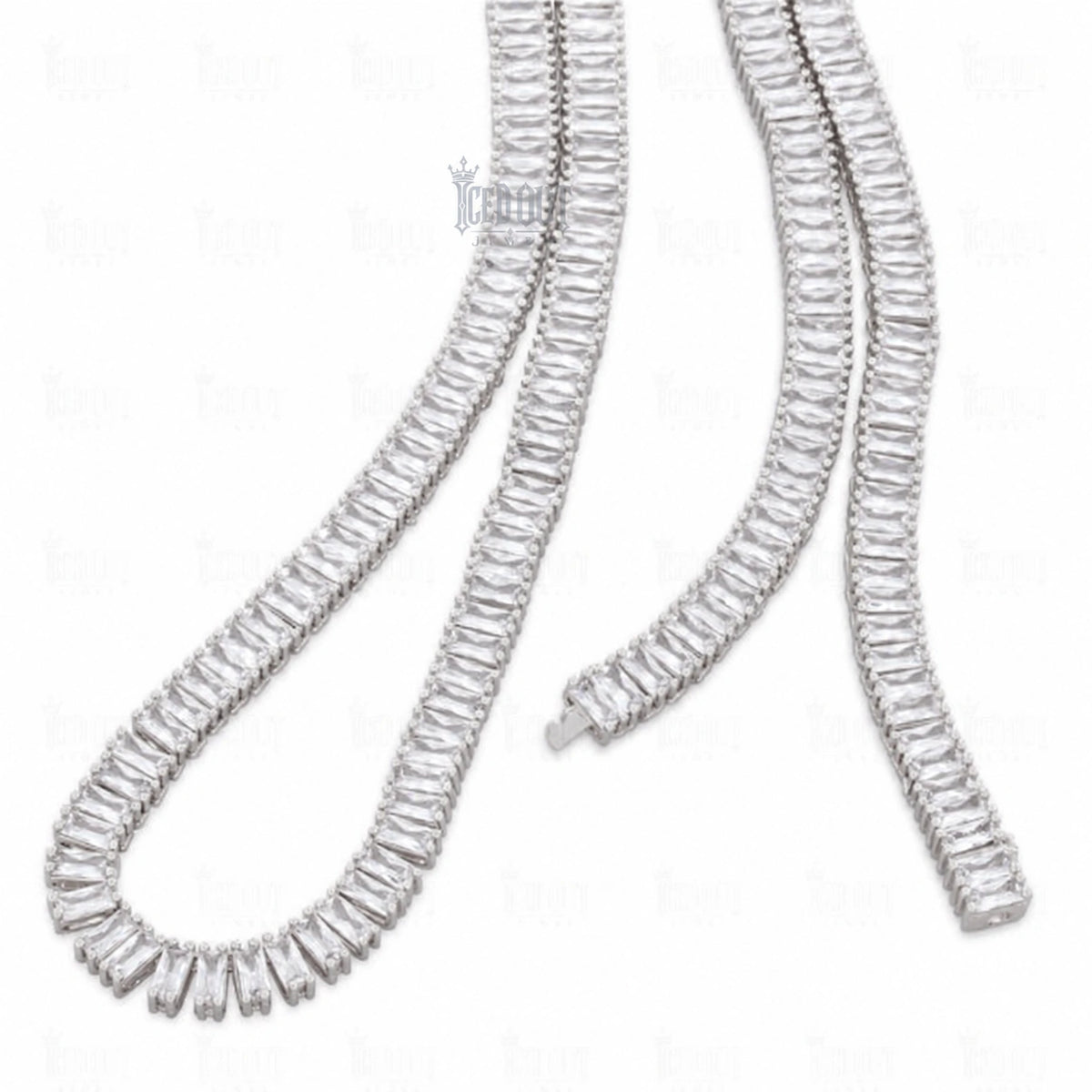 front view of moissanite tennis chain