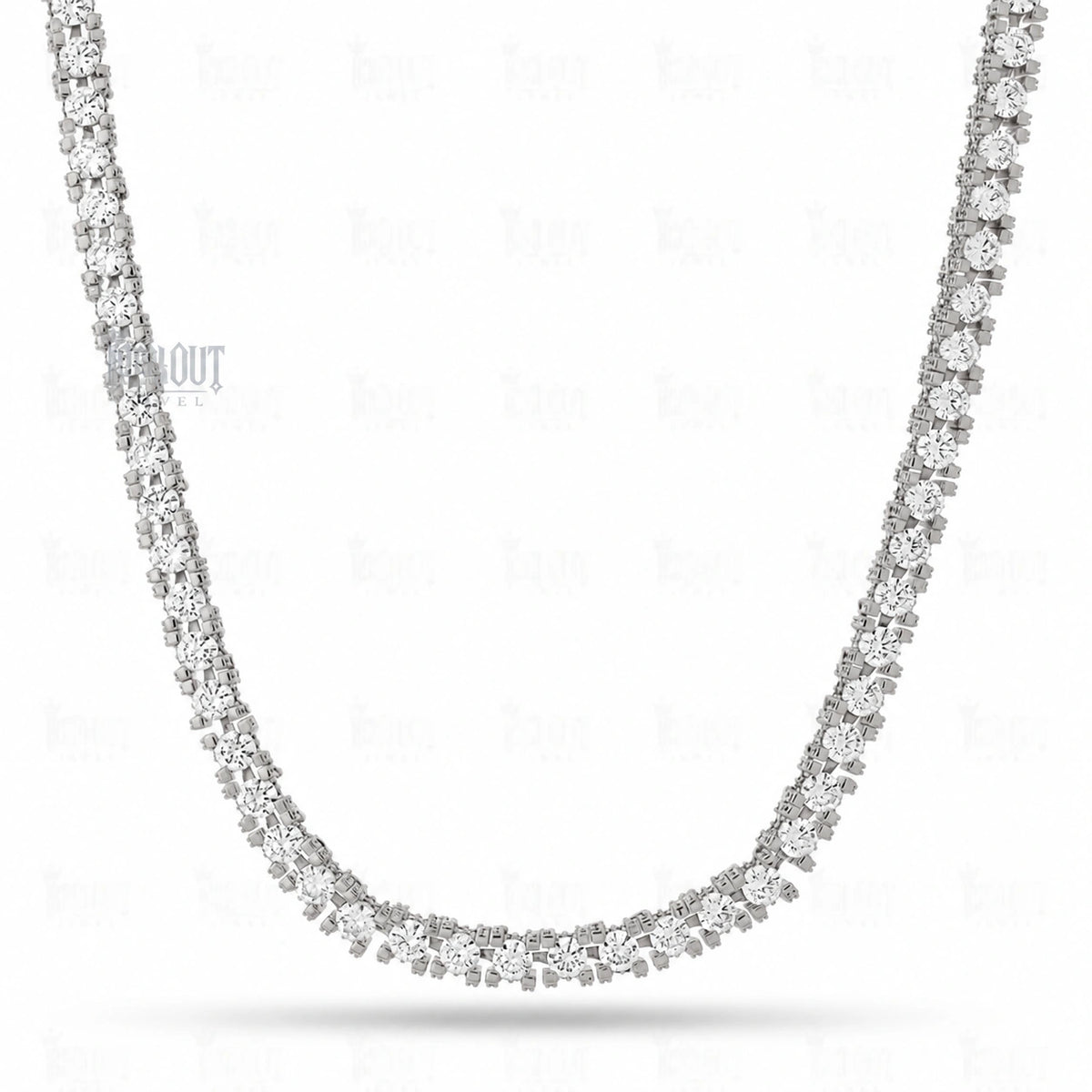 front view of moissanite tennis chain