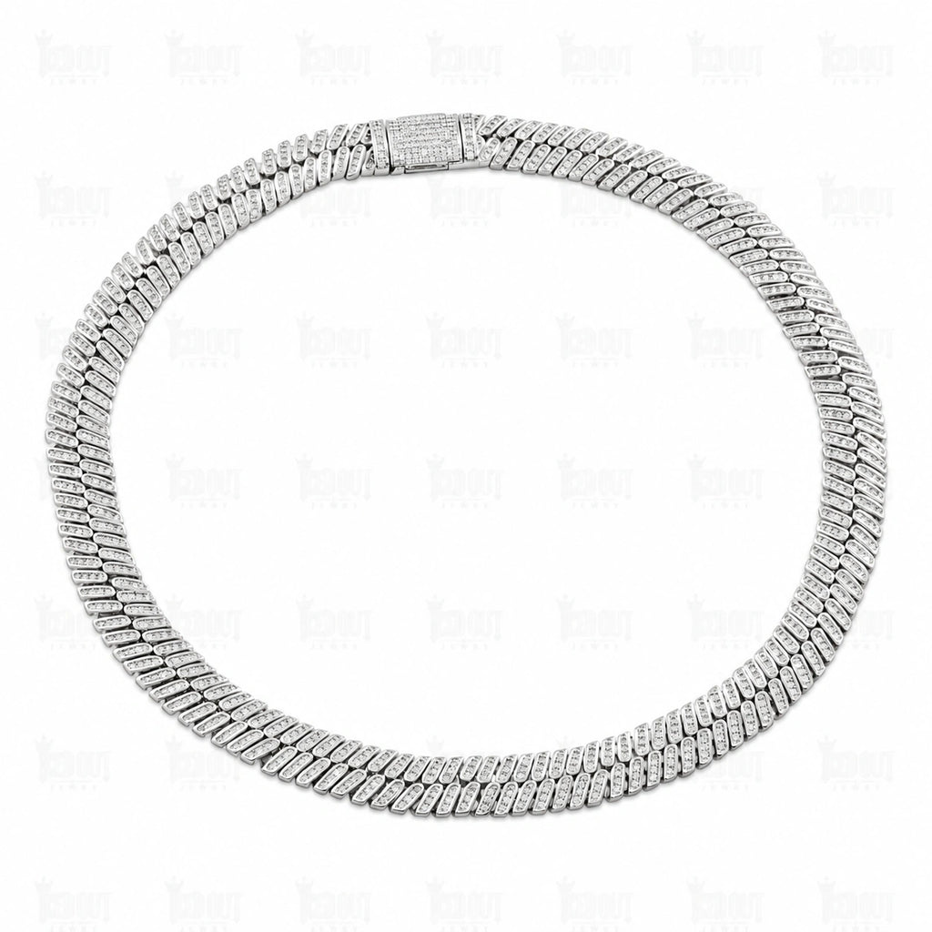 fulll view of sterling silver herringbone chain