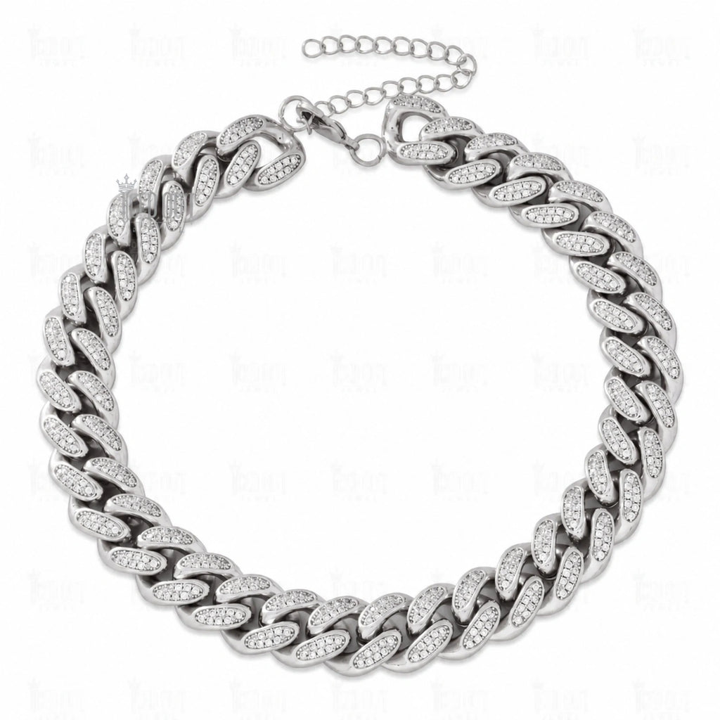 12 Mm Moissanite Miami Cuban Link Choker Chain in 925 Silver