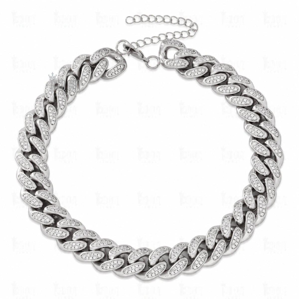 12 Mm Moissanite Miami Cuban Link Choker Chain in 925 Silver