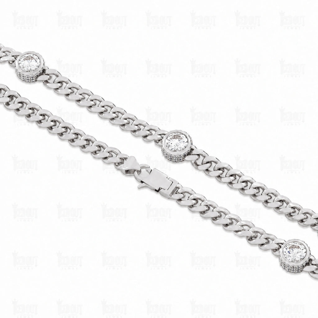 Moissanite Diamond By The Yard Chain in 925 Silver
