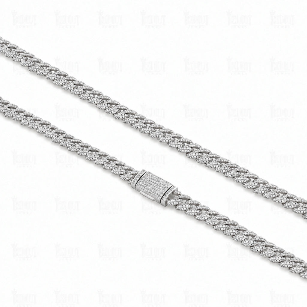 8 MM Moissanite Miami Cuban Link Chain in Silver