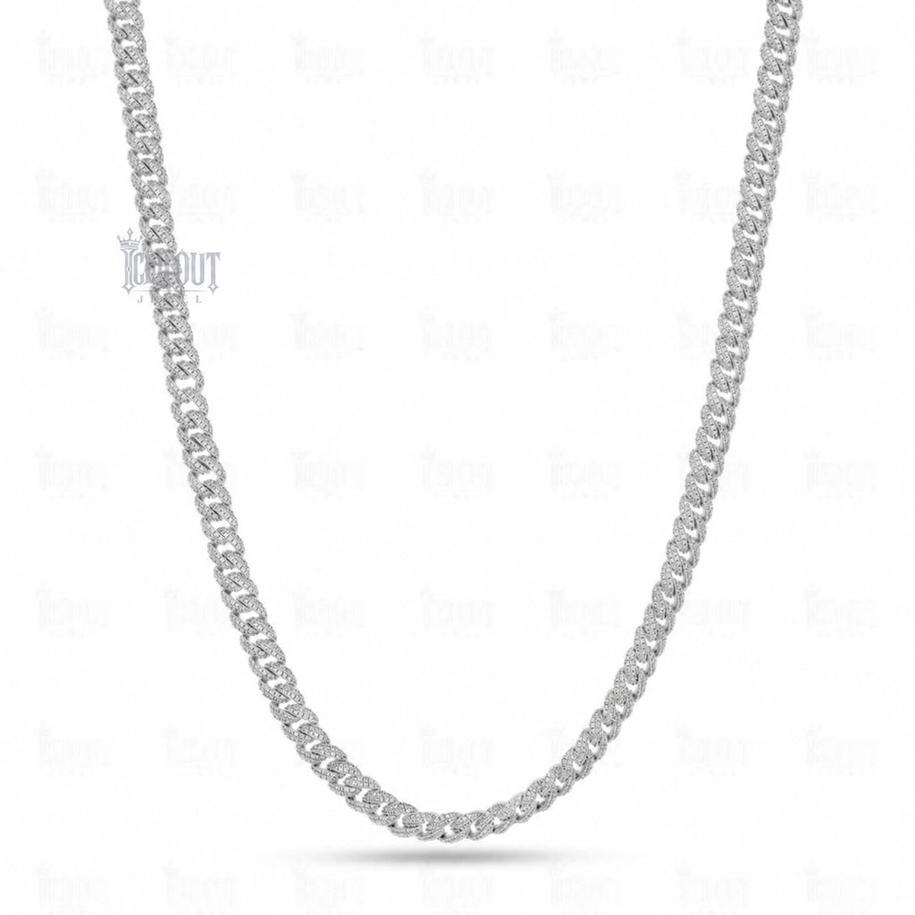 8 MM Moissanite Miami Cuban Link Chain in Silver