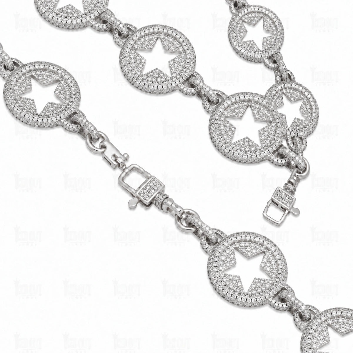 20 MM Circled Star Moissanite Chain In Sterling Silver